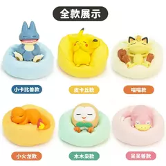 Genuíno conjunto pokemon modelo anime lazer tempo série figura slowpoke charmander gonbe rowlet interior do carro brinquedos de posição de dormir - comprar online