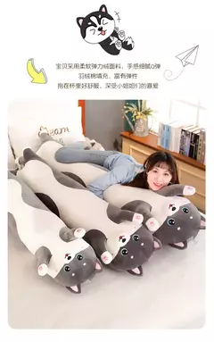 Adorável Husky Side Sleeping Body Pillow, longo travesseiro para cama e sofá, decorativo para casa, presente de aniversário fofo para crianças e adultos, 50-130cm - comprar online