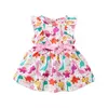 Vestido sem mangas de dinossauro pequeno para menina, saia legal dos desenhos animados, adequado para o verão à beira-mar e areia, moda para criança, 0 a 3 anos