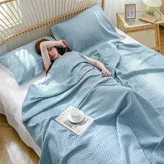 Colcha de Algodão Xadrez Waffle, Cobertor Macio, Sofá Cobertor, Respirável Japão Ar Condicionado, Verão Quilt Cobertores para Camas - comprar online