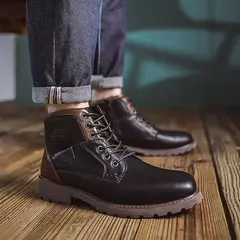 Botas masculinas de couro genuíno moda casual sapatos de couro estilo britânico botas masculinas sapatos de alta qualidade para homens 2024 botines - Wolf Magazine