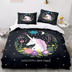 Conjunto de cama unicórnio para crianças, capa de edredão infantil Rainbow Horse, fronha de berço, Lovely Bed Linens