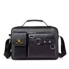 Bolsa mensageiro tiracolo de couro masculina, maleta de ombro empresarial, bolsa casual de viagem de grande capacidade, nova moda