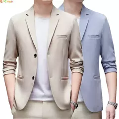 Jaqueta justa de manga comprida masculina, terno de negócios, blazers casuais, gola de casaco, terno diário, 3 cores opcionais, nova para primavera e outono na internet