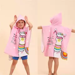 Imagem do Toalha de banho com capuz Quick Dry para crianças, roupão Quick Dry, toalhas de poncho para desenhos infantis, coberturas de microfibra, 80-130cm