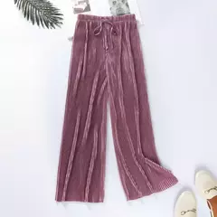 Calça casual de cintura alta feminina, fundo de sino emagrecedor, cor sólida, seda do gelo, faixa elástica na cintura, novo estilo, verão, por atacado
