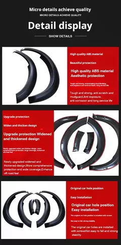 Para Ford Ranger T9 2022+ 6" Flares de pára-choque ABS texturizados com parafusos decorativos | Extensões de arco de roda de alta combinação - loja online