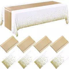 Toalha de mesa de plástico descartável ouro rosa 6 lugares capa de mesa 108 polegadas corredor de mesa de cetim para festa de casamento - comprar online