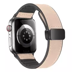 Imagem do Pulseira magnética para iWatch Series 9, pulseira de couro e silicone para Apple Watch Band, Ultra 2, 49mm, 44mm, 45mm, 41mm, 40mm, 38mm, 42mm, 8, 7, SE, 6
