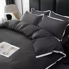 Imagem do Estilo simples conjuntos de cama ?????????? ????? lavado escovado Duvet Cover com fronha lençóis de luxo conjunto cama rainha/king size