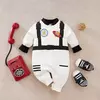 Bodysuit de astronauta meninos e meninas, manga longa, confortável, algodão, vestir-se, role playing, bonito, bebê, primavera e outono