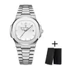 Poedagar relógio de luxo negócios à prova dwaterproof água masculino relógio luminoso data aço inoxidável quadrado quartzo relógio masculino reloj hombre 2024 novo