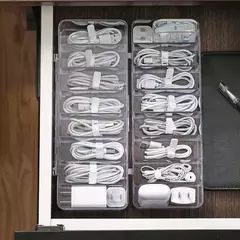 Caixa De Armazenamento De Cabo De Plástico Transparente, à Prova De Poeira Headset Container, Linha De Dados Acessórios, Linha De Carregamento Organizador