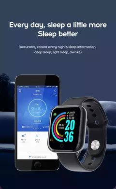 Imagem do Y68 Esporte Bluetooth Relógio Inteligente, Tela Colorida, Pulseira De Fitness À Prova D' Água, Pressão Arterial, Freqüência Cardíaca, Monitor De Sono, D20