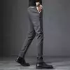 Calça executiva de cintura elástica masculina, tecido fosco, calça casual, terno social e formal, traje de primavera e outono, 2022
