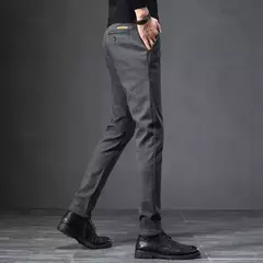 Calça executiva de cintura elástica masculina, tecido fosco, calça casual, terno social e formal, traje de primavera e outono, 2022