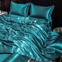 Mulberry Silk Bedding Set, capa de edredão, lençol, fronha, lençol de cetim luxo, cor sólida, rei, rainha, completo, Twin Size - Wolf Magazine
