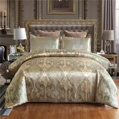 High End Jacquard Bedding Set, Luxo, Europeu, Conjuntos de cama de casamento, Rainha, American Satin, Double Duvet Cover, - loja online
