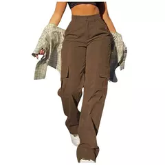 Calças Harajuku de linho de algodão, cintura alta, perna reta casual, roupas Chino Y2K, moda, 2024 - loja online