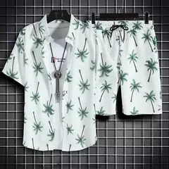 Roupas de praia para homens 2 Piece Set Quick Dry Camisa Havaiana e Shorts Set Homens Moda Vestuário Impressão Casual Outfits Verão - comprar online