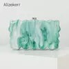 Alizekerr onda-como caixa de acrílico sacos de noite feminino 2024 boutique elegante marmorizado bolsas de embreagem e bolsas festa de casamento