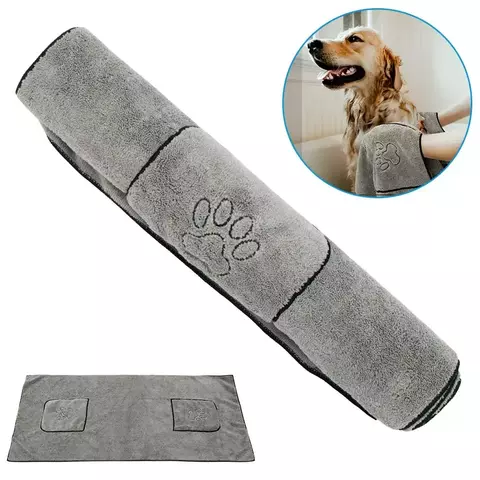 Super absorvente grande filhote de cachorro cão de estimação toalha roupão toalhas de banho de secagem rápida gato toalha de banho suprimentos de banho toalha de cão microfibra