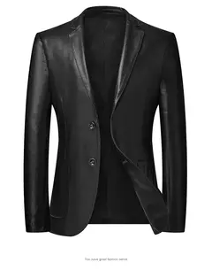 Faux PU Couro Jaqueta Da Motocicleta para Homens, Terno Masculino Outwear, Casacos Pretos, S-5XL - comprar online