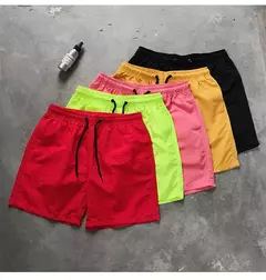 Calção esportivo masculino de seda no gelo, shorts de praia leves, respiráveis, cor doce, para surf, solto, tamanho extra grande, verão