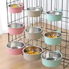 Tigela para animais de estimação, tigela anti-queda ajustável de aço inoxidável para animais de estimação, alimentador de suspensão perfeito para fornecer alimentos e água para cães