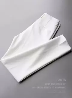 Imagem do Calças casuais para homens, calças finas, calças brancas, terno masculino, anti-rugas, calças de alto grau de 9 pontos, 2023