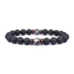 Pulseira de lava de 8mm para homens, pedra vulcânica, contas de madeira, pulseira de buda tibetano, corrente de pulso, mulheres, homens, joias, presente, novas pulseiras - loja online