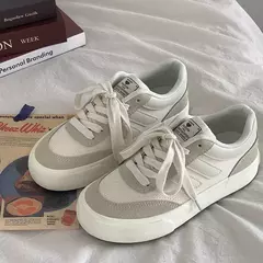 Sapatos de lona casual vulcanizado para mulheres, plataforma respirável, robusto, plano, esporte, tênis de corrida, primavera, outono na internet