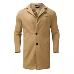 Sobretudo de lã de comprimento médio masculino, monocromático, gola alta, jaqueta solta, botão Fit, casaco de negócios, jaquetas masculinas, moda, inverno na internet