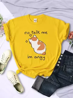 T camisa de impressão de gato irritado bonito para o sexo feminino confortável moda camiseta respirável hip hop topos novo verão - loja online