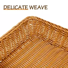 Cesta de imitação de Rattan com tampa, Simulado Pão Vegetal Servir Cestas, Recipientes De Armazenamento De Acrílico para Casa, Cozinha, Piquenique - loja online