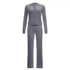 Imagem do Suéter de veludo veludo de 2 peças para mulheres, calças largas, agasalho slim fit, capuz casual com zíper, jaqueta vintage, moletom