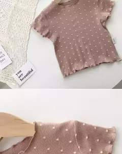Elegante feminino bebê verão fino chiffon pijama conjunto de 2 peças roupas para casa para crianças bolinhas design ar condicionado roupas - loja online