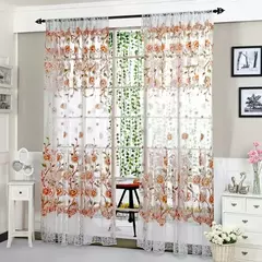 Peony Tule Cortinas para Porta e Janela da Cozinha, Jacquard Sheer Voile, Cortinas de Fios, Sala e Quarto, 100x200cm, Y, 1PC - Wolf Magazine