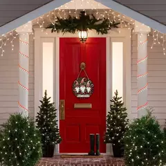 Imagem do Feliz Natal Retro Papai Noel Pendurado Impressão, Baga Vermelha, Doces, Grinalda De Madeira Do Porch Do Natal, Pintura De Sinal, Decoração De Cerca De Casa, 1Pc