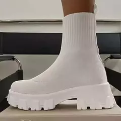 2024 outono inverno casal sapatos femininos de sola grossa casual tamanho grande vermelho malha botas curtas moda feminina botas tamanho 36-43 - comprar online