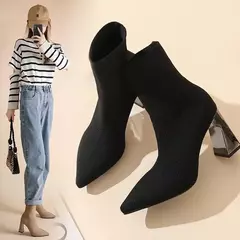 Imagem do Botas de malha martin femininas, botas elásticas de emagrecimento, salto alto, meias tecidas, estilo coreano, novas, inverno, 2022