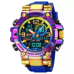 STRYVE-Homens resistente ao choque esporte relógios, relógio de pulso impermeável, LED alarme, cronômetro, relógio militar, 50m, 8025 - comprar online