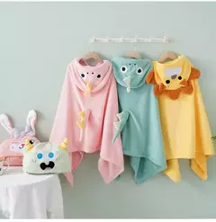 Imagem do Toalha de banho com capuz coral para crianças, manto dos desenhos animados, roupão infantil, poncho para meninos e meninas