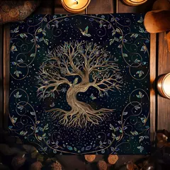 Blue Life Tree Tarot Toalha De Mesa, Tarot Cloth, Capa De Leitura, Feitiçaria, Astrologia, Sol, Lua, Céu Estrelado, Altar - loja online