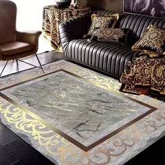 Ouro luxuoso grandes tapetes para sala de estar, Europa e América, Villa Hall d