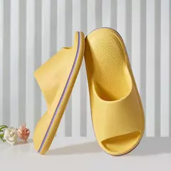 Chinelos de EVA antiderrapantes para mulheres, chinelos de praia, sandálias planas, chinelos de banheiro, cor sólida, casal, verão, 2022, 2024 - Wolf Magazine