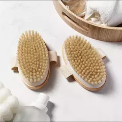 Escova de cerdas naturais para massagem corporal, macia, úmida, seca, spa, massageador corporal na internet