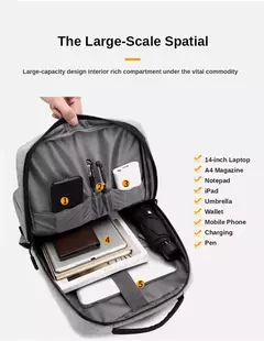 Mochila multifuncional de grande capacidade para laptop, carregamento USB, mochilas de escola de informática, bolsa impermeável Oxford para homens, viagem, masculina - Wolf Magazine