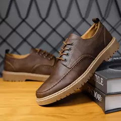 Sapato Oxford casual masculino, sapato de couro masculino, mocassins com renda de luxo, sapato de vestido masculino brogue, moda clássica, 2024 - comprar online
