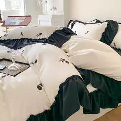Rose Conjunto De Cama Bordado, Capa De Edredão sem Núcleo, 1 * Capa De Edredão + 2 Fronha, Estilo Princesa, 3PCs na internet